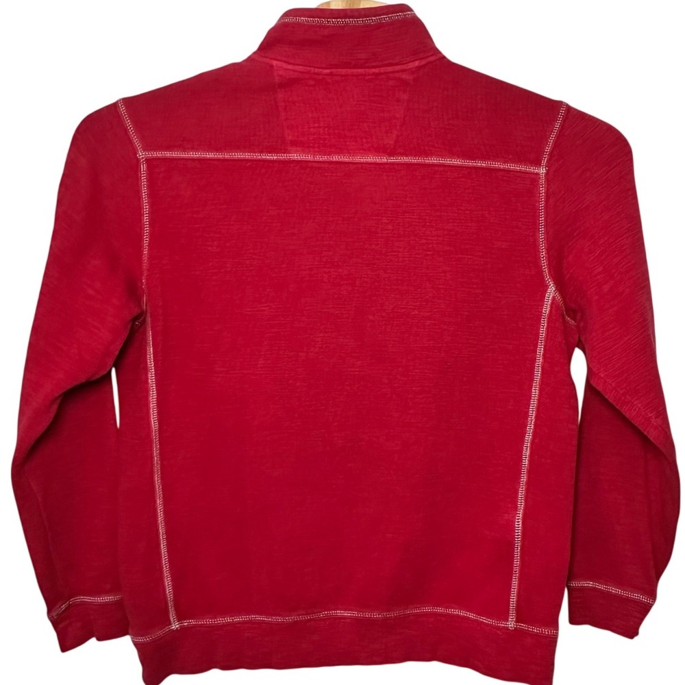 Tommy Bahama Mens Sz Medium Red Quarter Zip Pullover Sweater‎ Pima Cotton Tencel - Picture 2 of 16